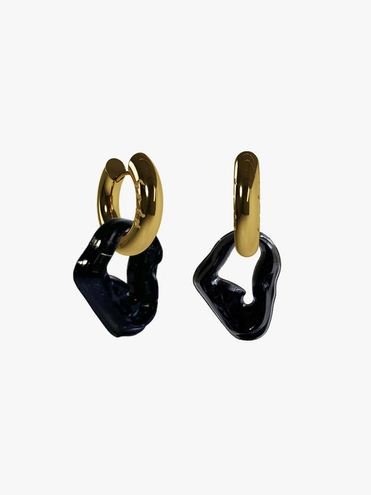 Bia black gold earring