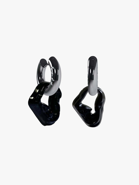 Bia black silver earring