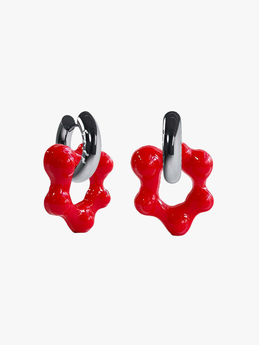 Oyo red silver earring