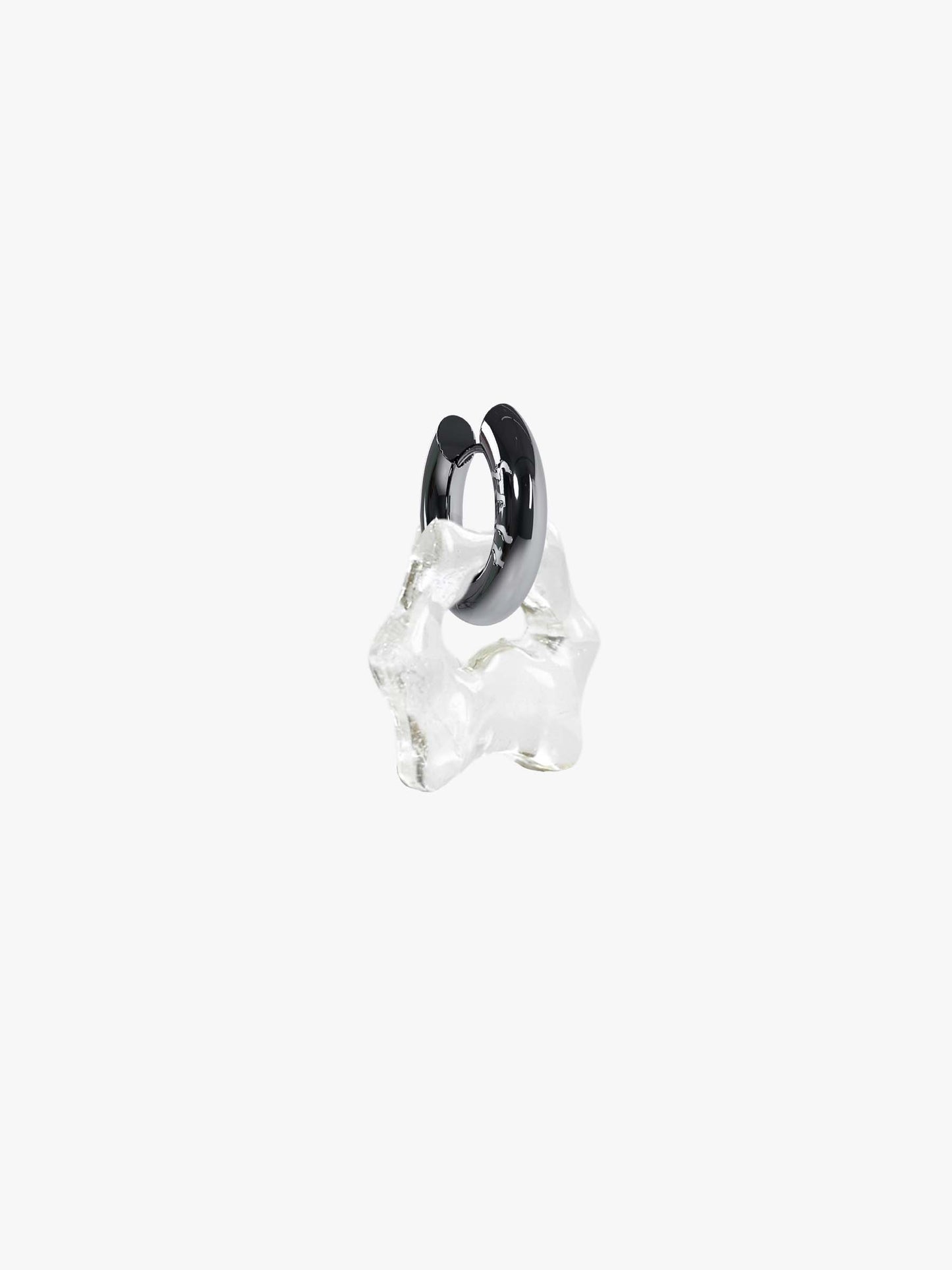 Tab transparent silver earring