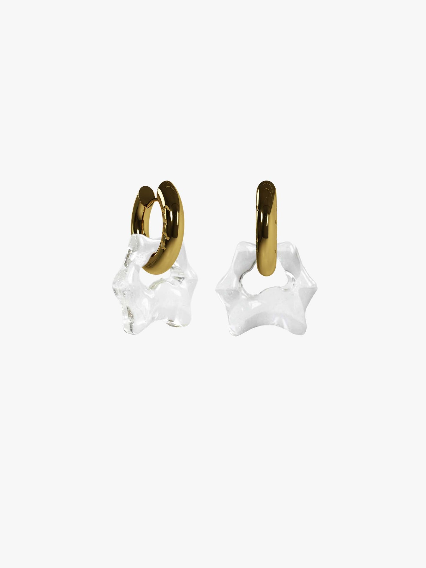 Tab transparent gold earring