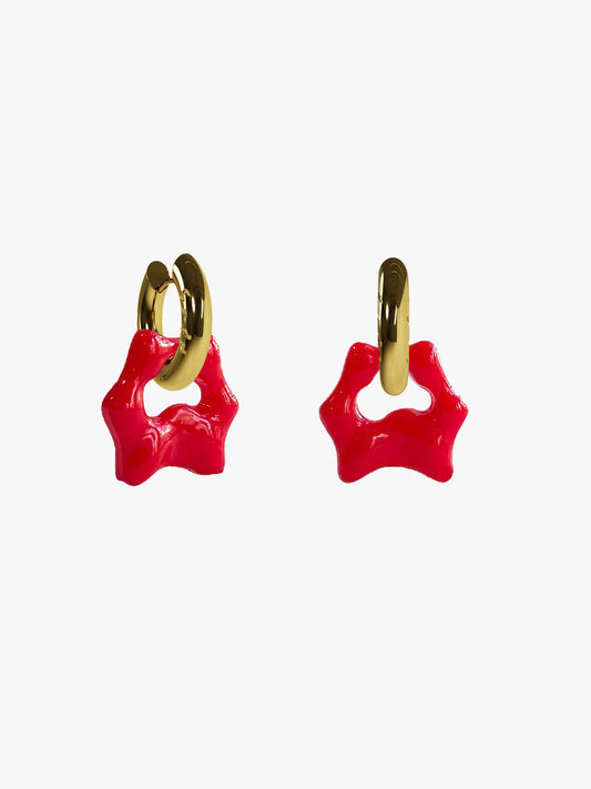 Tab red gold earring