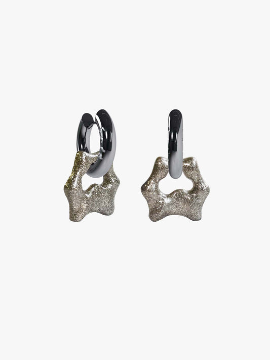 Tab shimmer silver earring