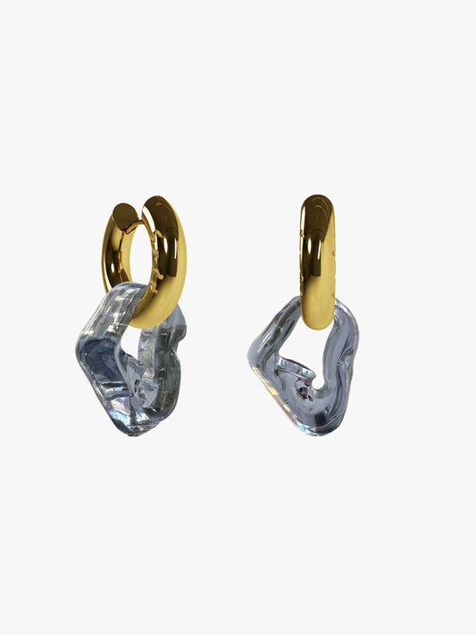 Bia bluegrey glass gold earring