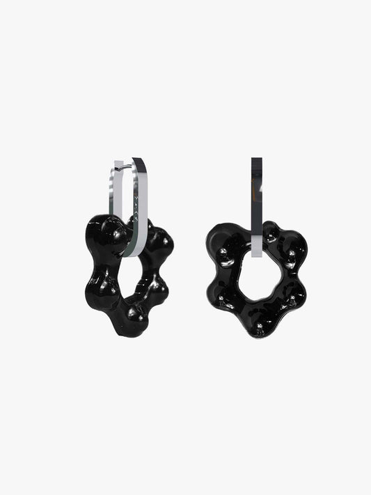 Oyo black silver earring