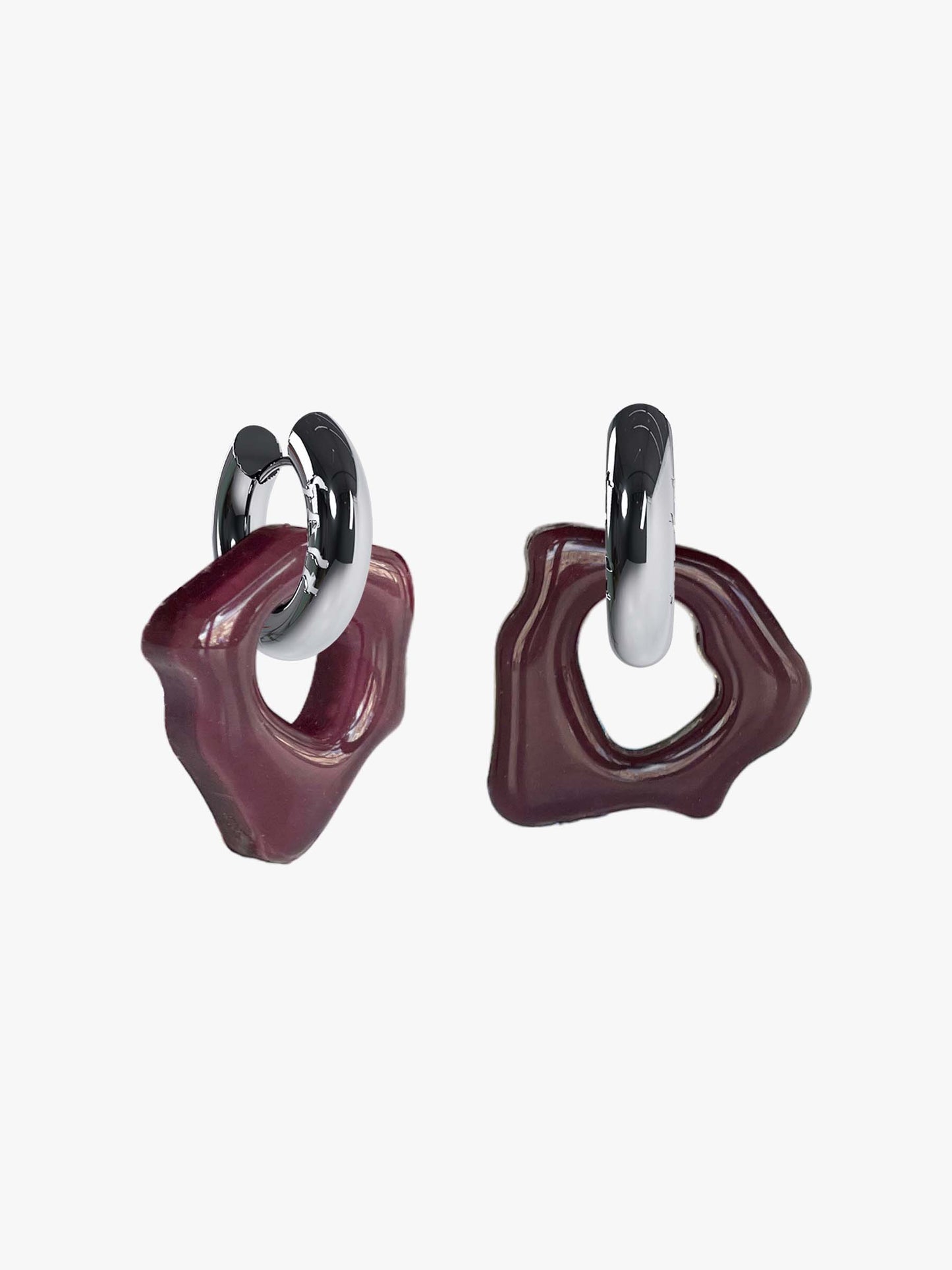Ora deep purple silver earring (pair)