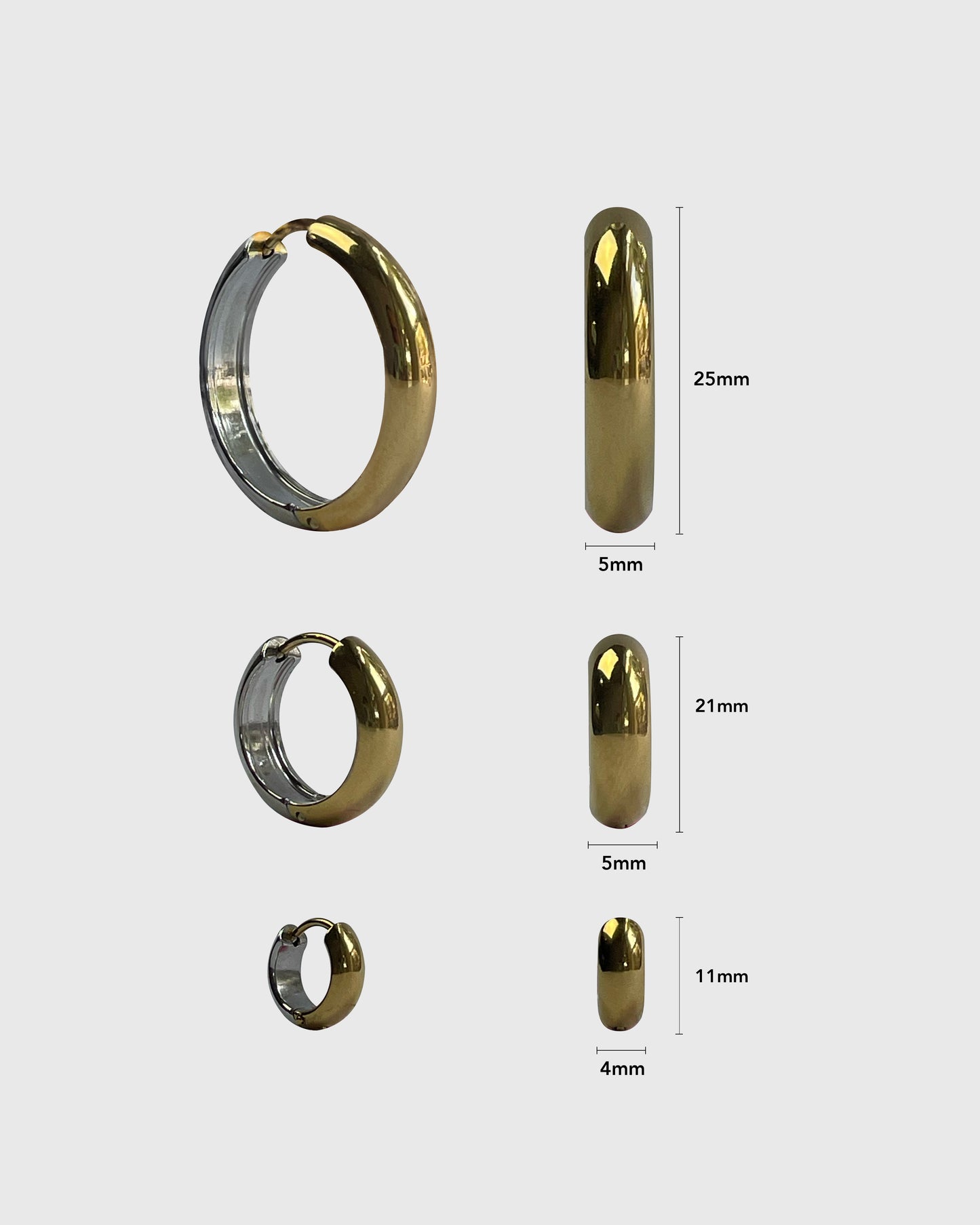 Rev Two-tone baby earrings (pair)