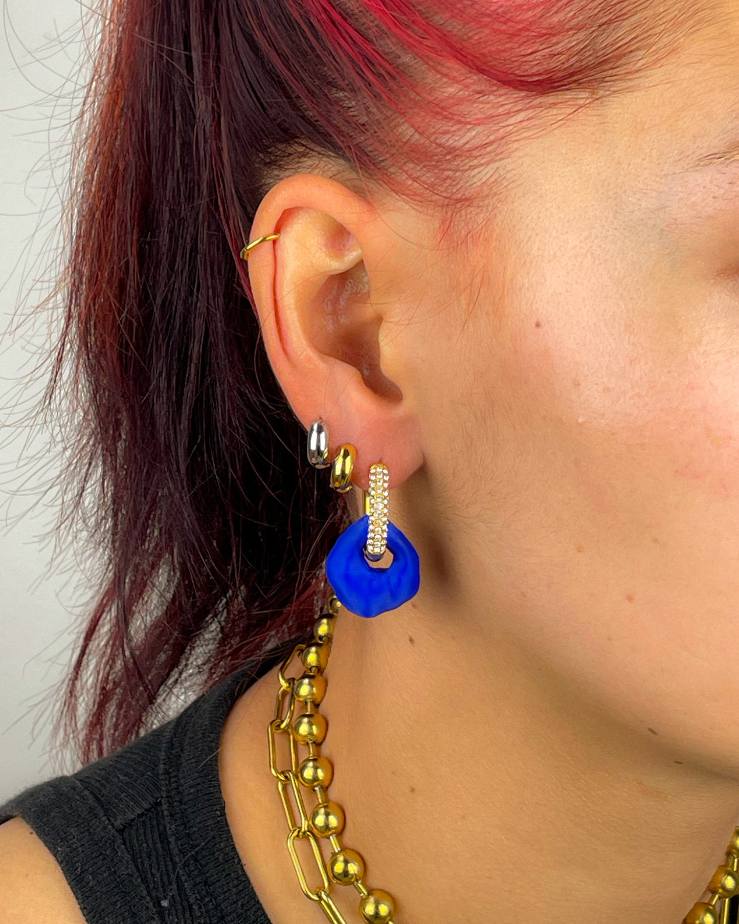 Ivy Lia blue gold earrings (pair)