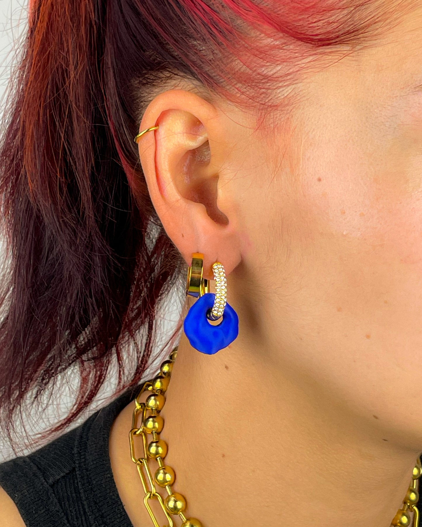 Ivy Lia blue gold earrings (pair)