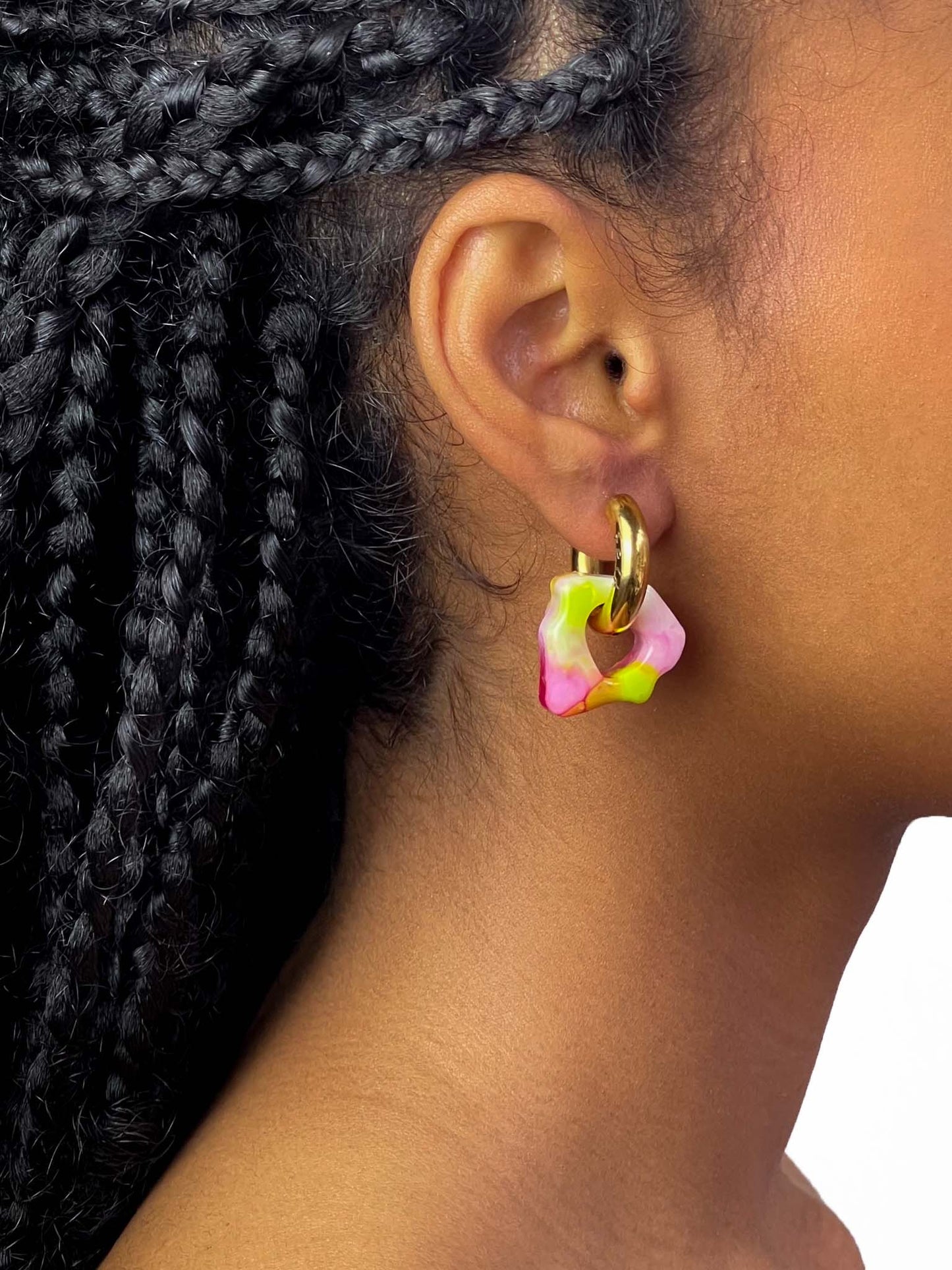Ora marble pink green duo earring (pair)
