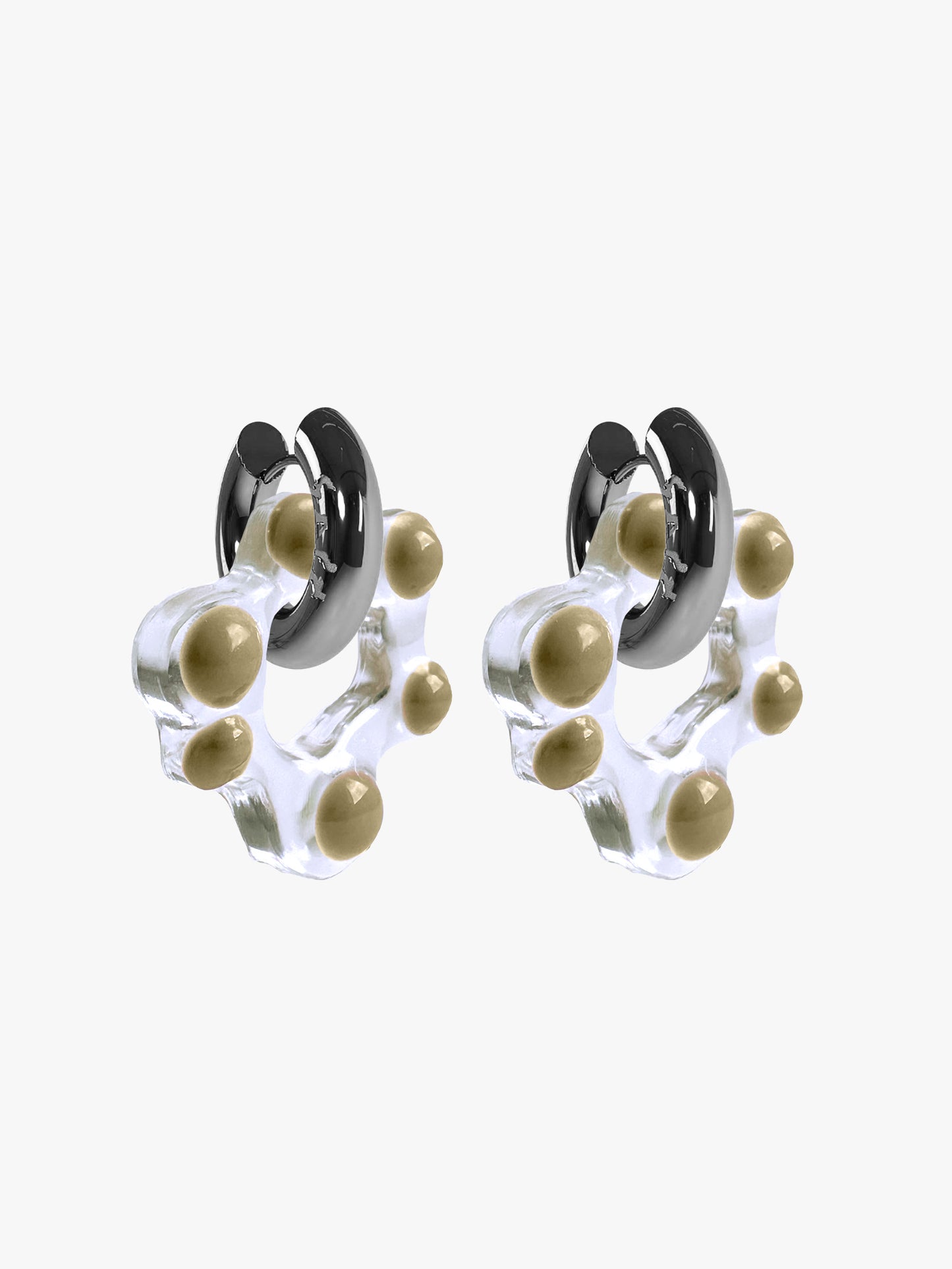 Oyo FLWR Khaki silver earring (pair)