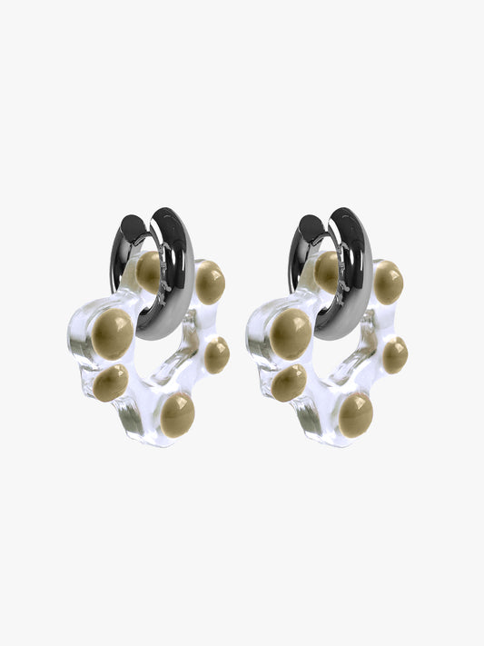 Oyo FLWR Khaki silver earring