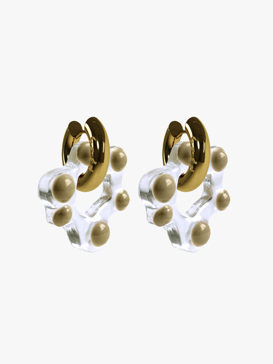 Oyo FLWR Khaki gold earring
