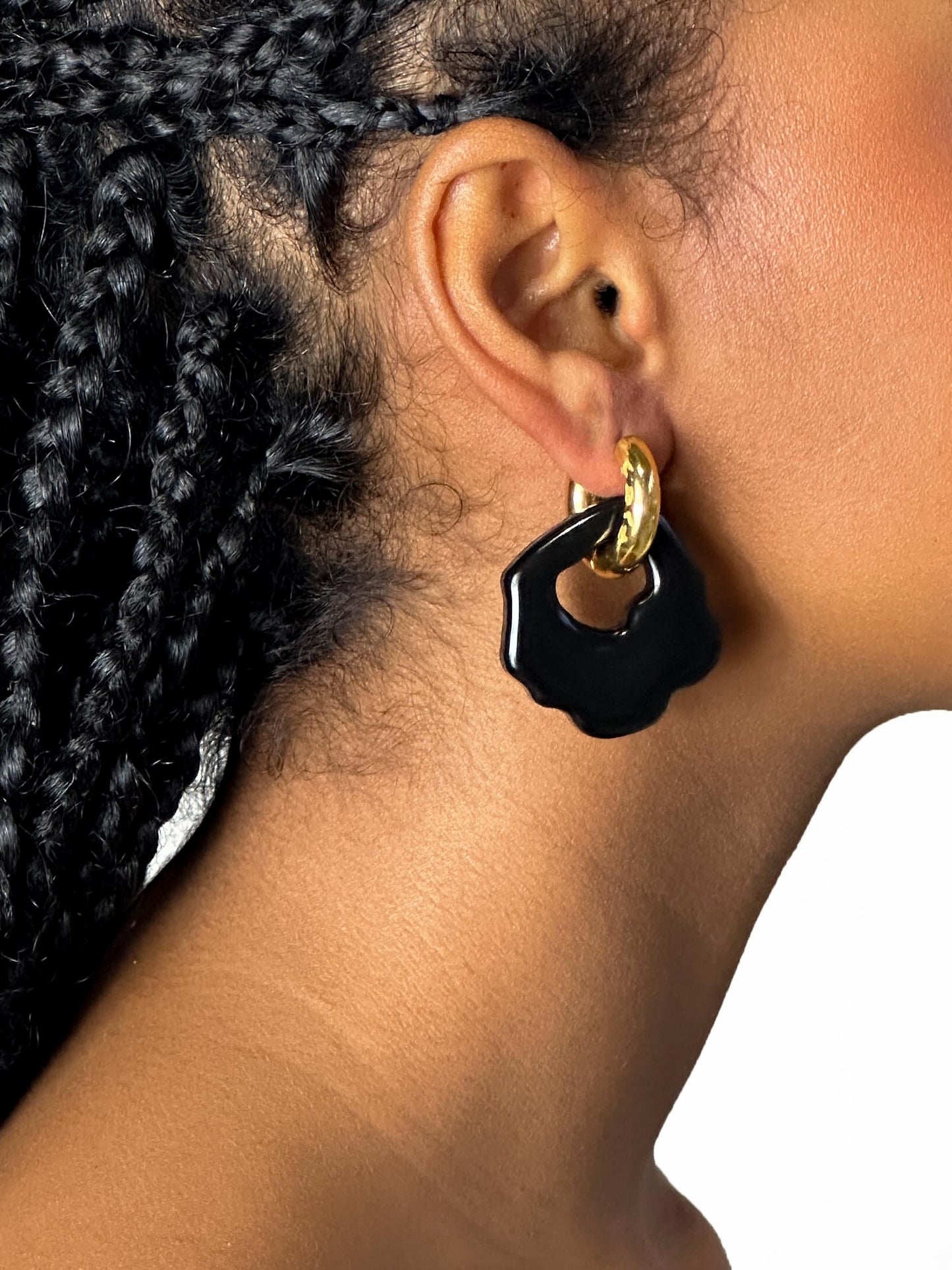 Abe all black gold earring (pair)