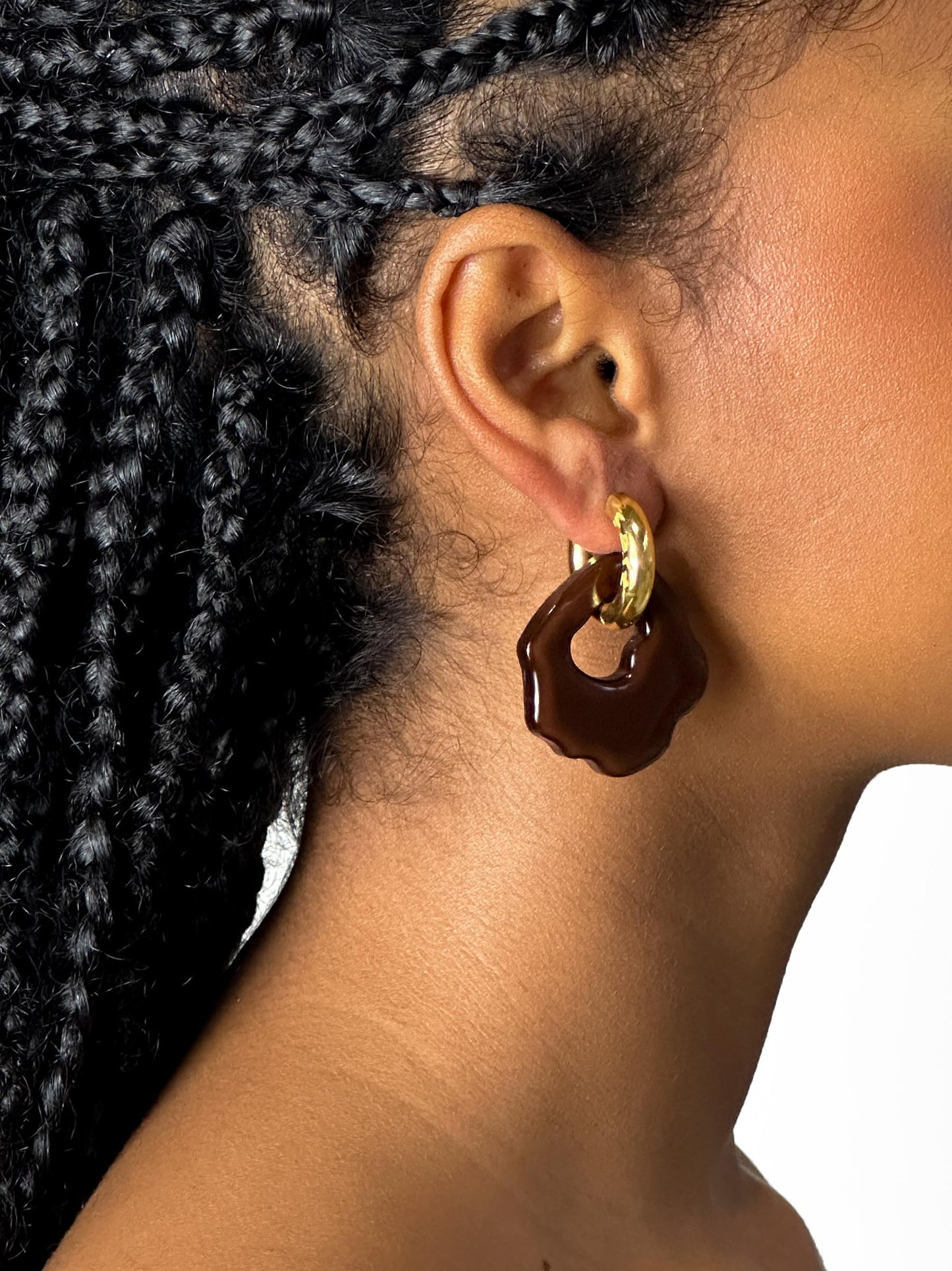 Abe choco brown gold earring (pair)