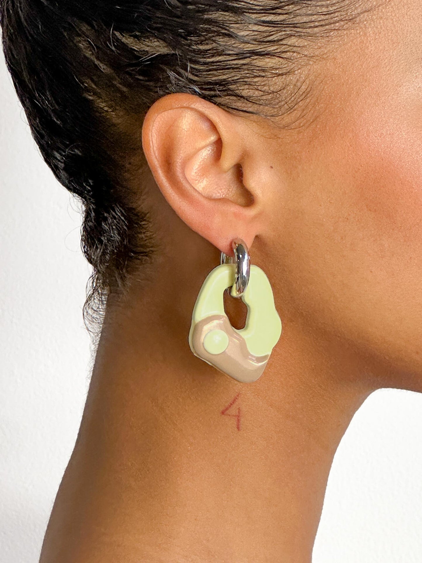 Yin Yang latte silver earring ( pair)