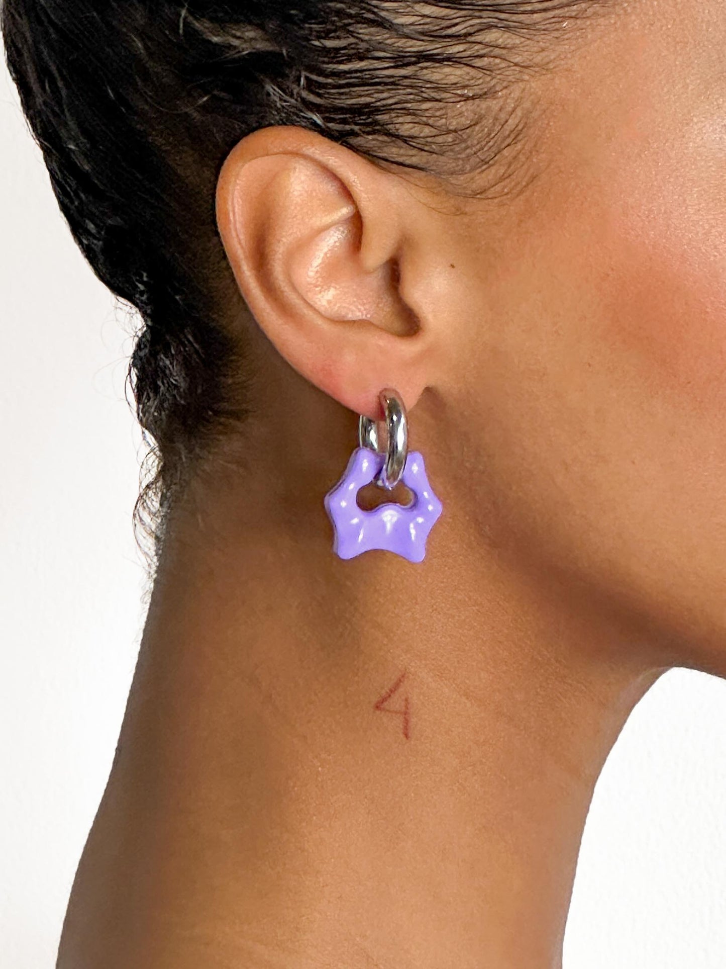 Tab lilac silver earring
