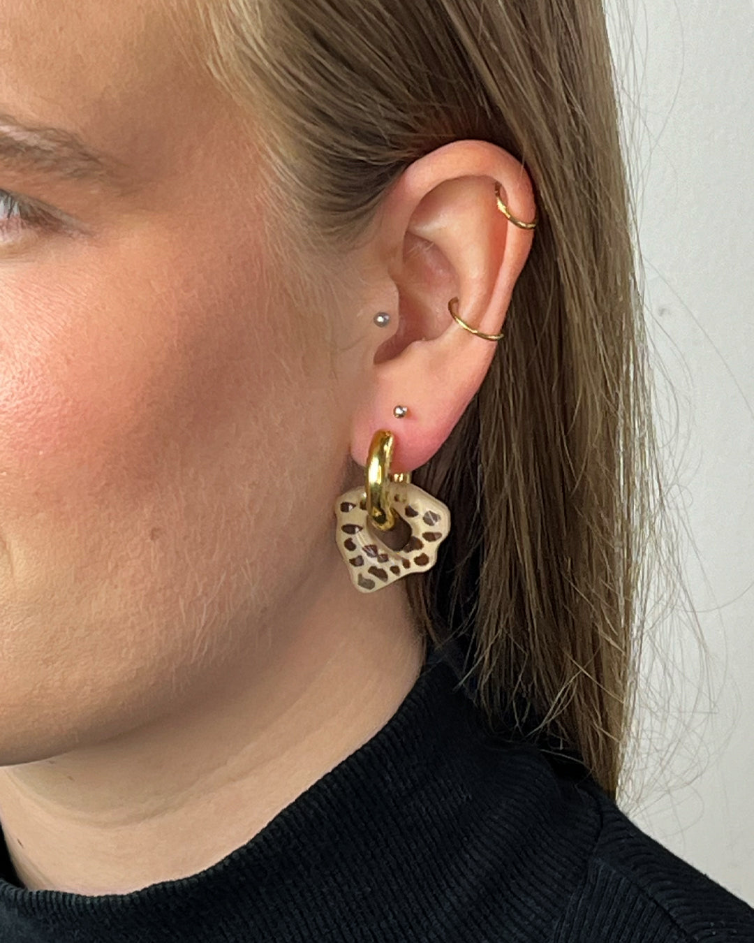 Ora JB Cheetah gold earring (pair)
