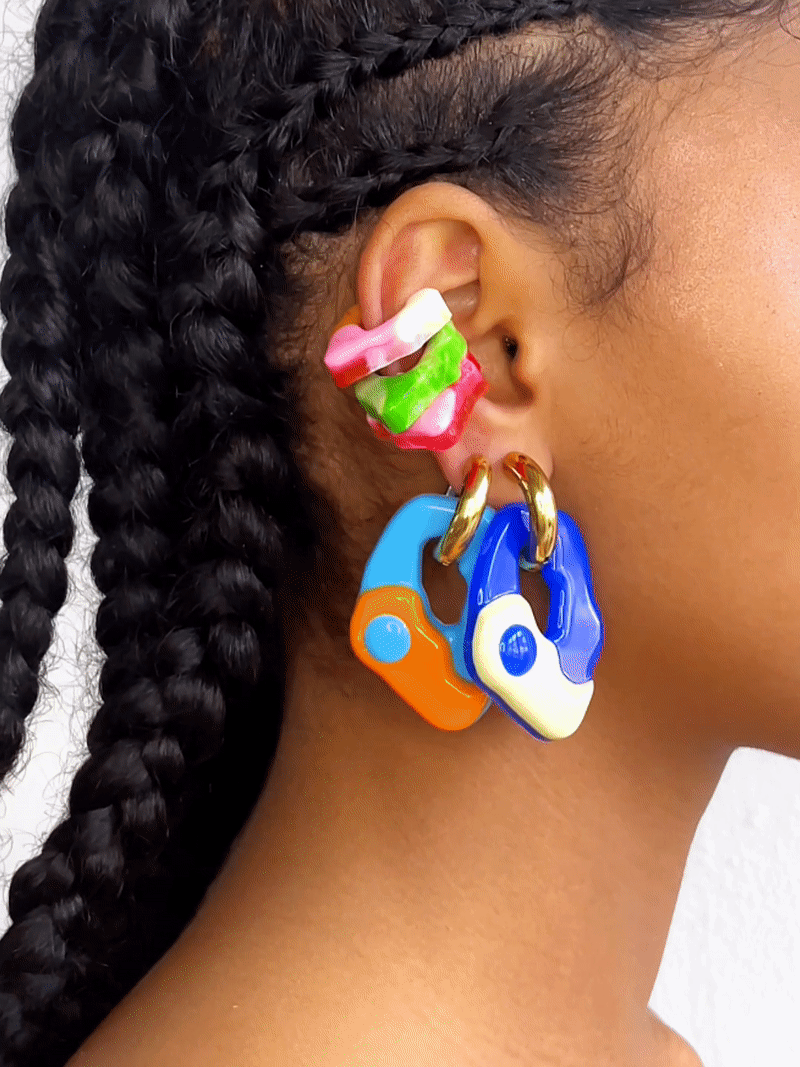 Yin Yang sage blue gold earring (pair)
