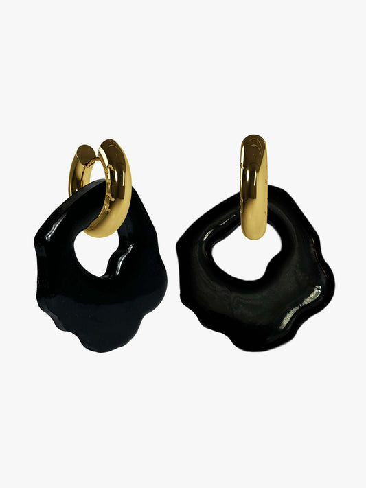 Abe all black gold earring (pair)