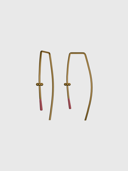 Felt Two BB gold earring