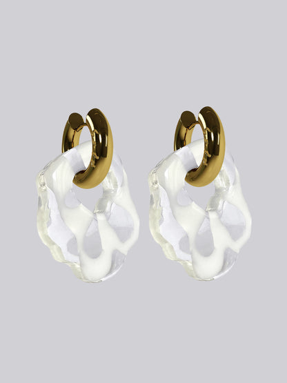 Abe FLWR whi gold earring (pair)