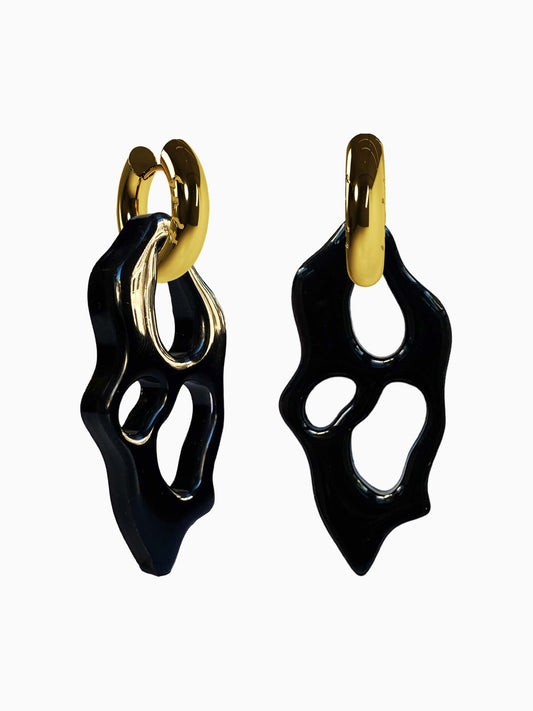 Ami all black gold earring (pair)