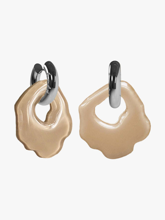 Abe beige silver earring (pair)