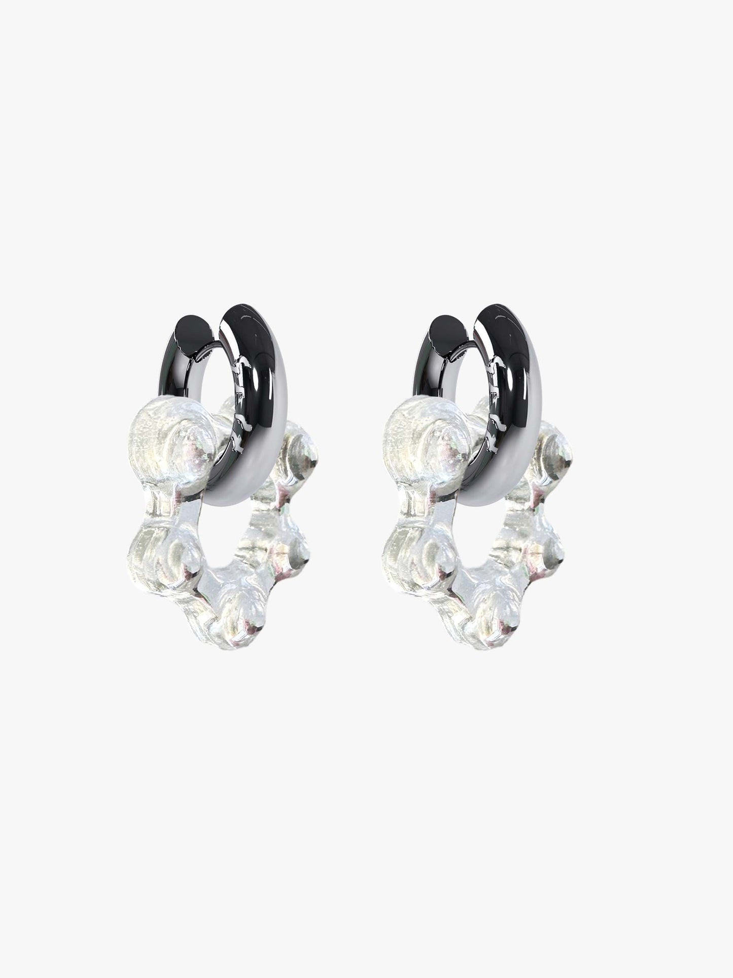 Oyo transparent silver earring (pair)