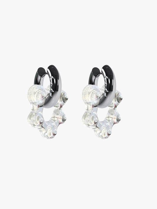 Oyo transparent silver earring (pair)