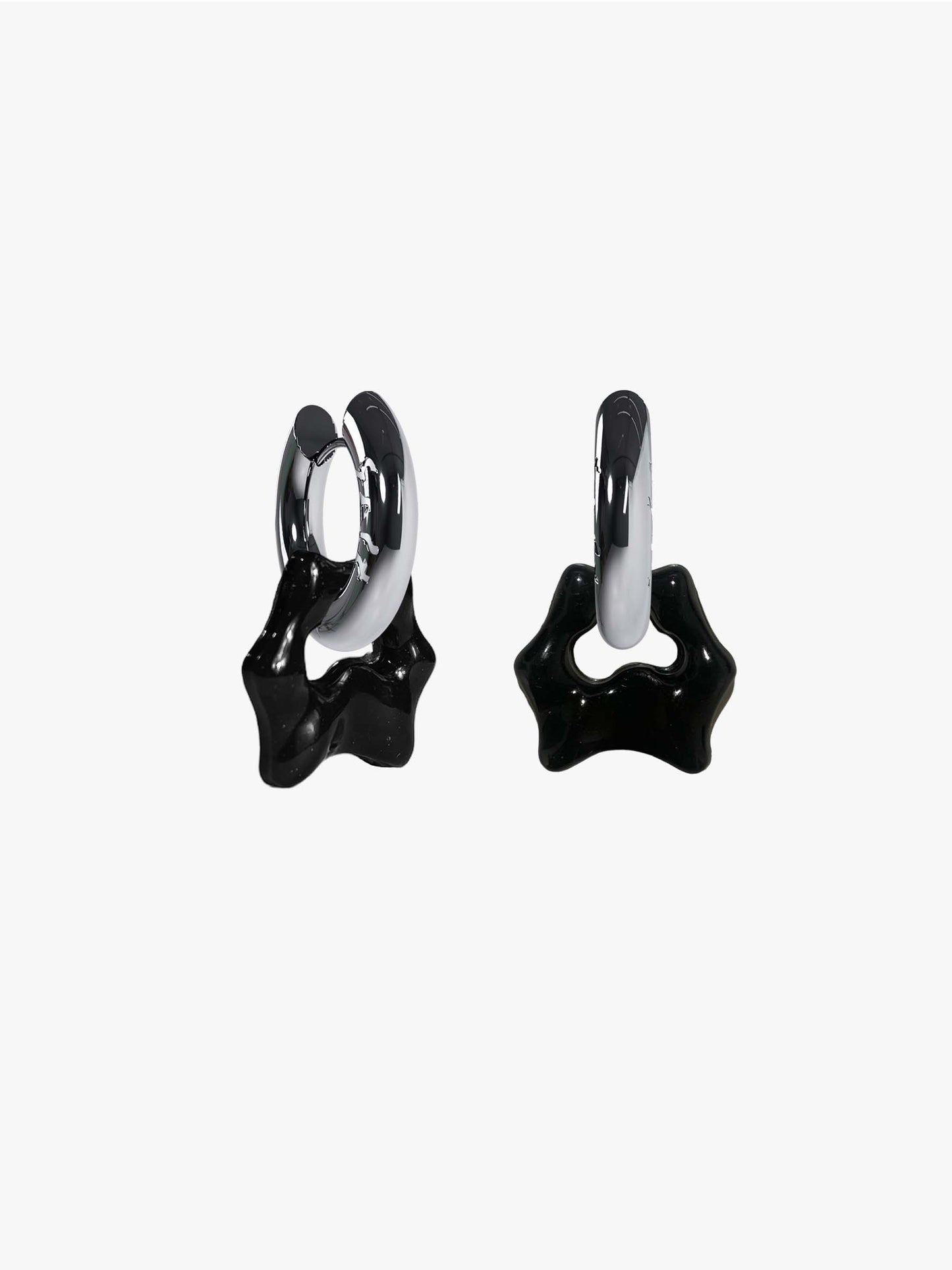 Tab Cuno black silver earring (pair)