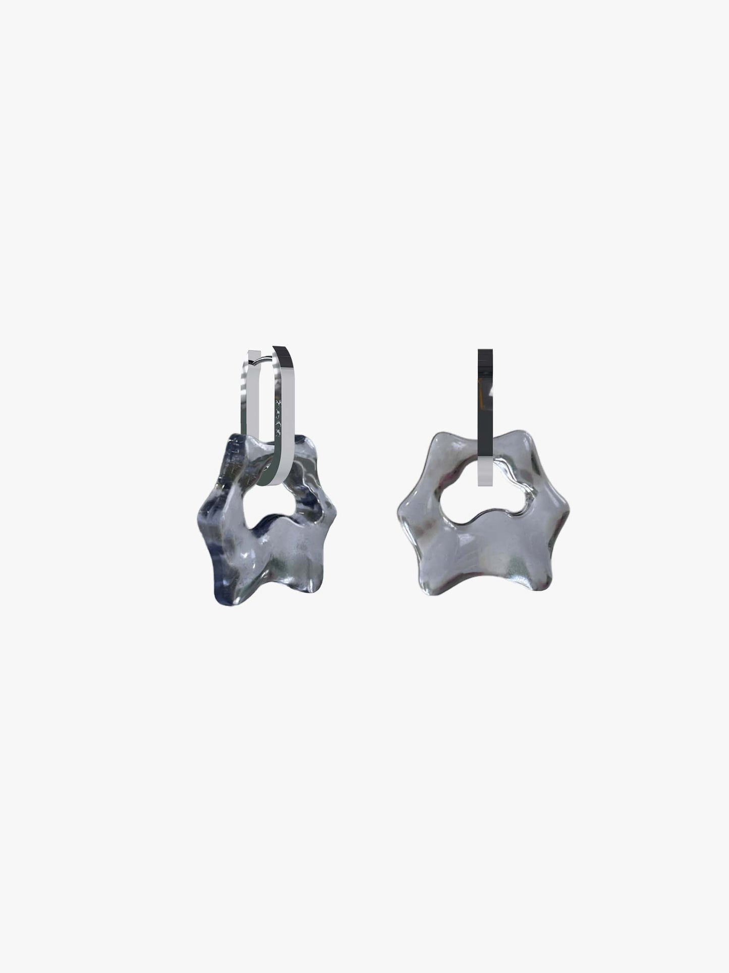 Tab Cuno bluegrey glass silver earring (pair)