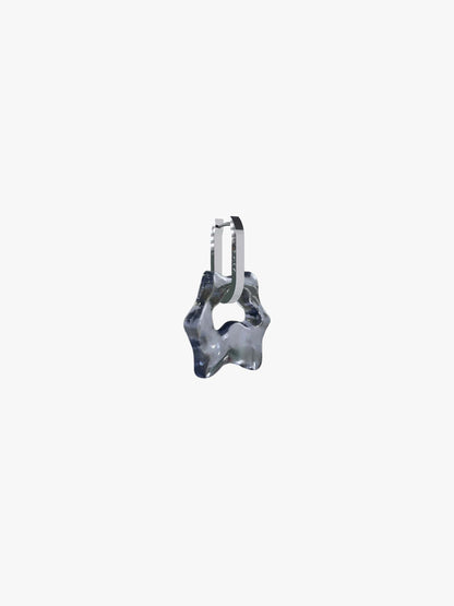 Tab Cuno bluegrey glass silver earring (pair)