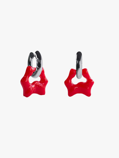 Tab red silver earring (pair)