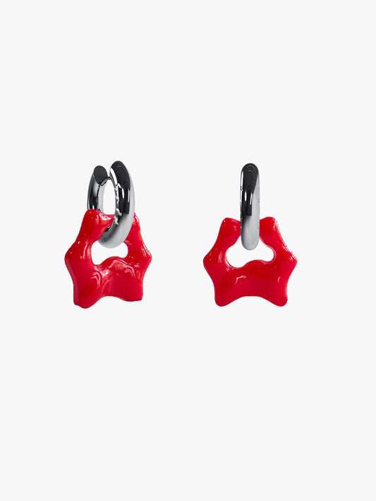 Tab red silver earring (pair)