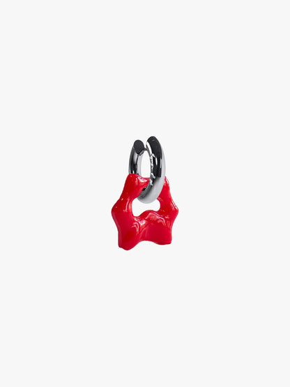 Tab red silver earring (pair)