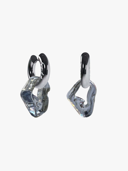 Bia grey glass silver earring (pair)