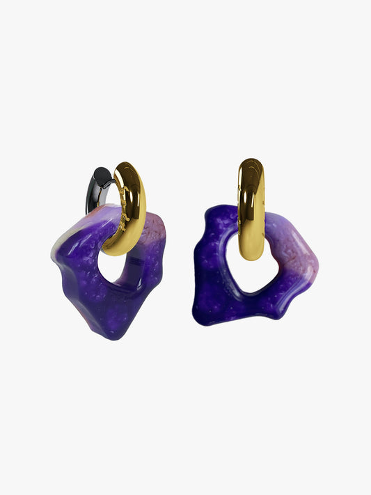 Ora marble orange purple duo earring (pair)