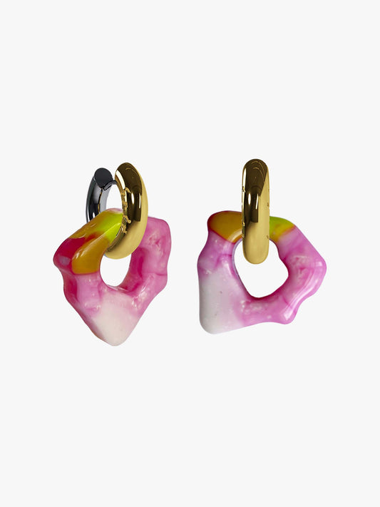 Ora marble pink green duo earring (pair)
