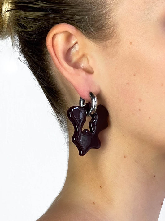 Felt x Fia Hamelijnck burgundy silver earring