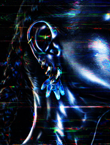 Mia bluegrey silver earring