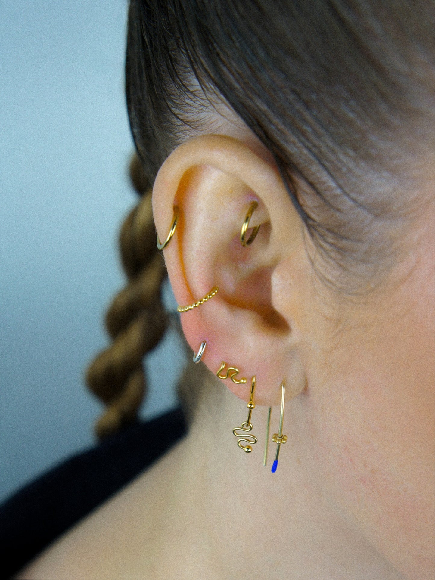 Felt Two BB gold earring