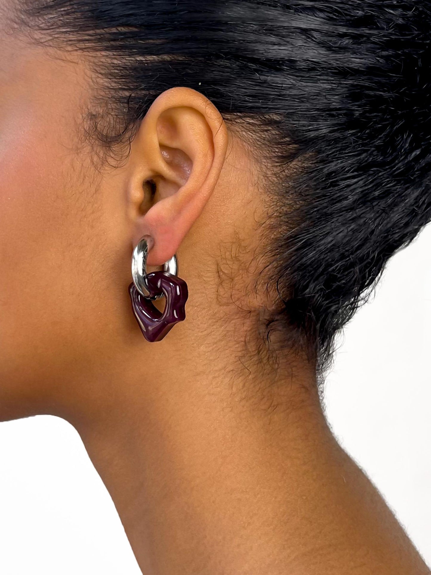 Ora deep purple silver earring (pair)