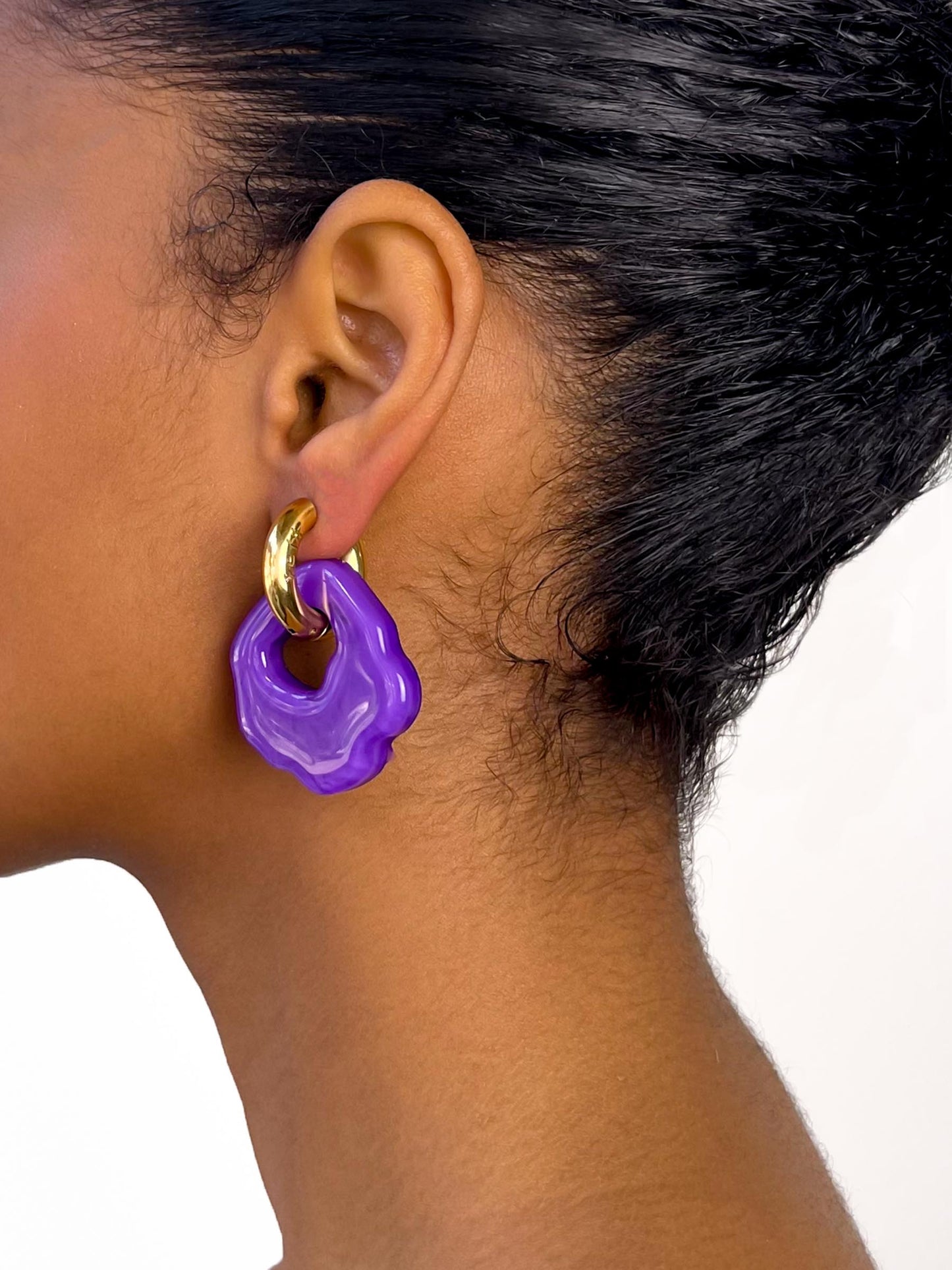Abe purple gold earring (pair)
