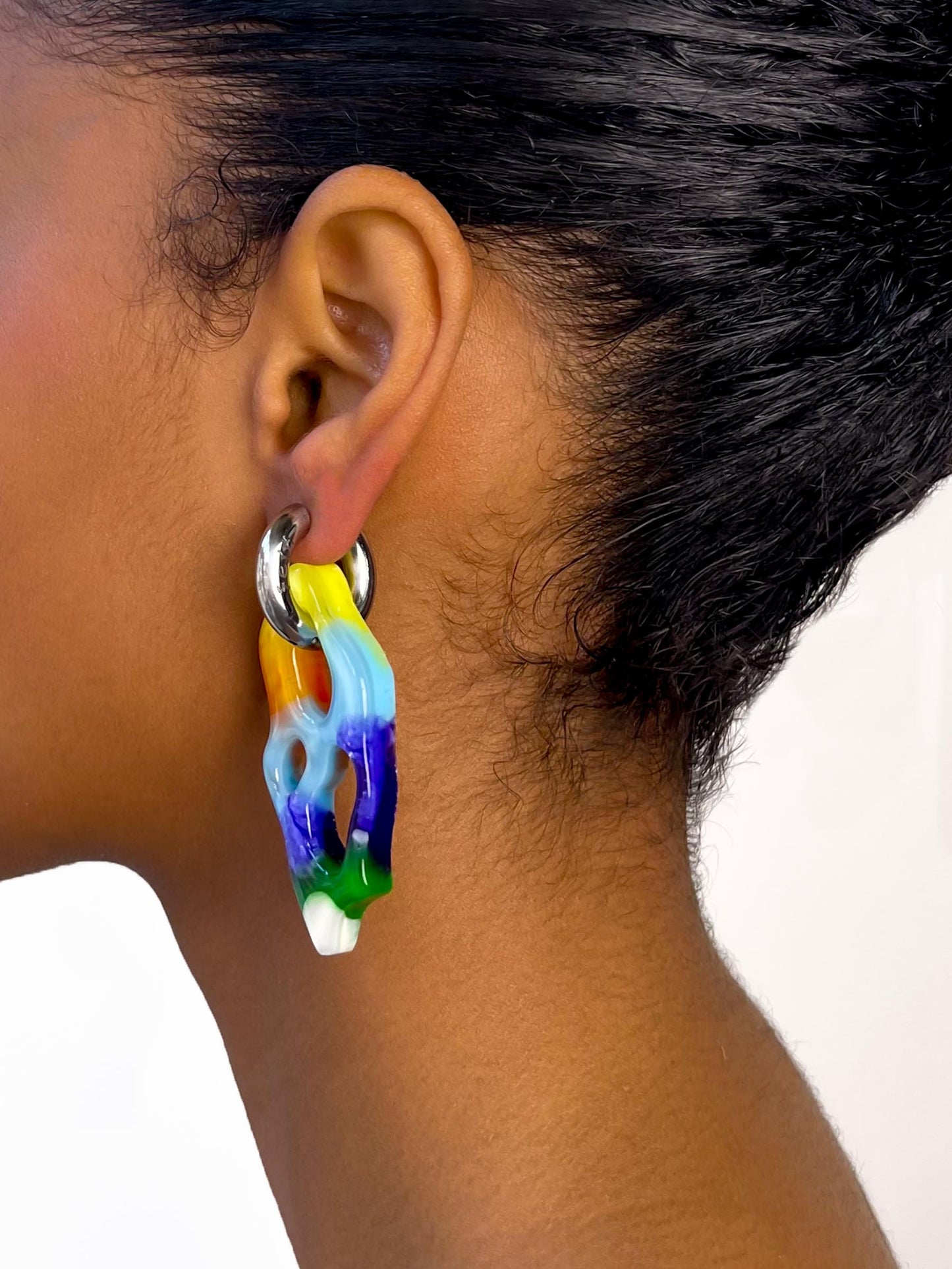 Ami Abe yellow multicolor silver earring (pair)