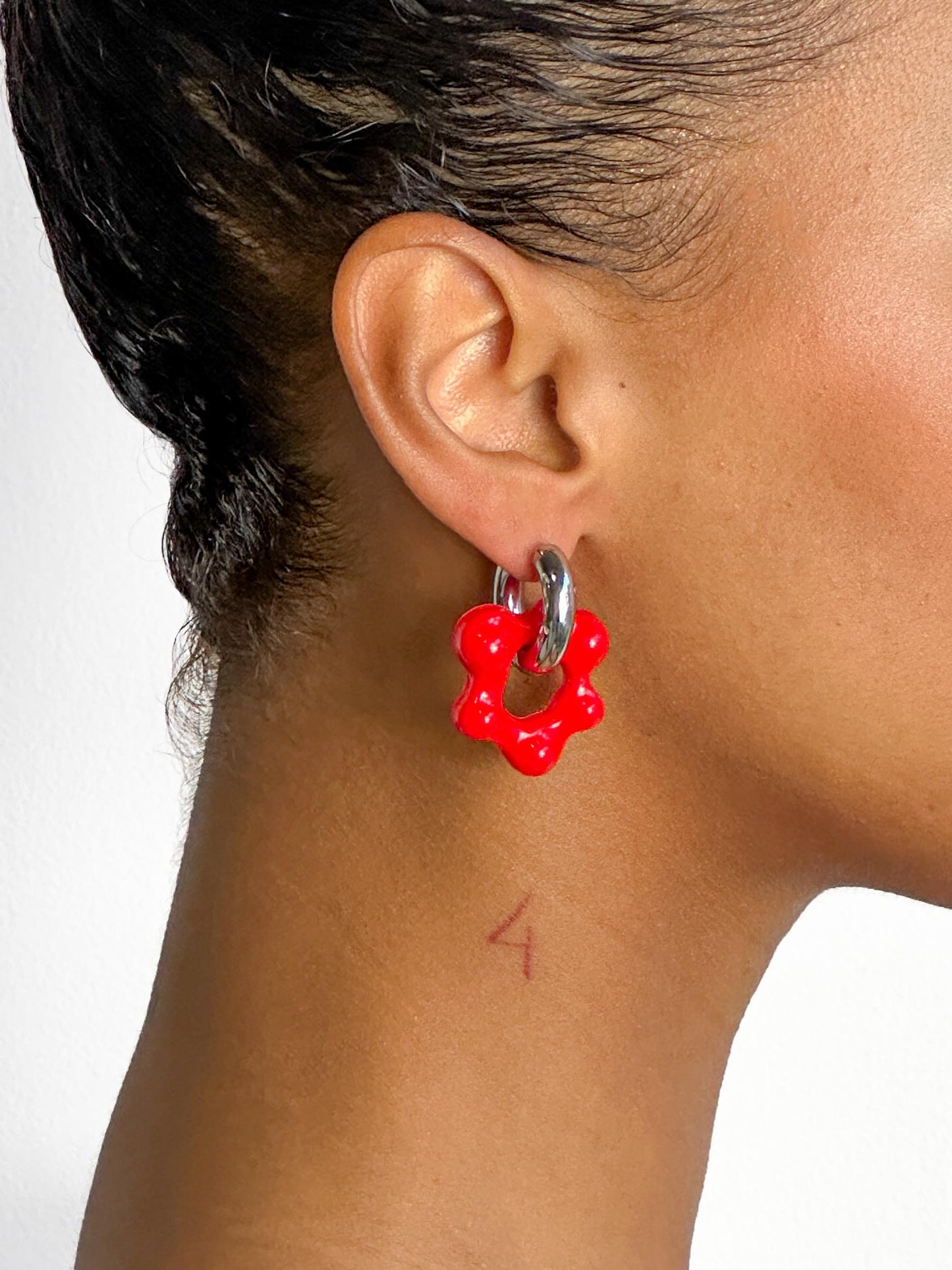 Oyo red silver earring (pair)