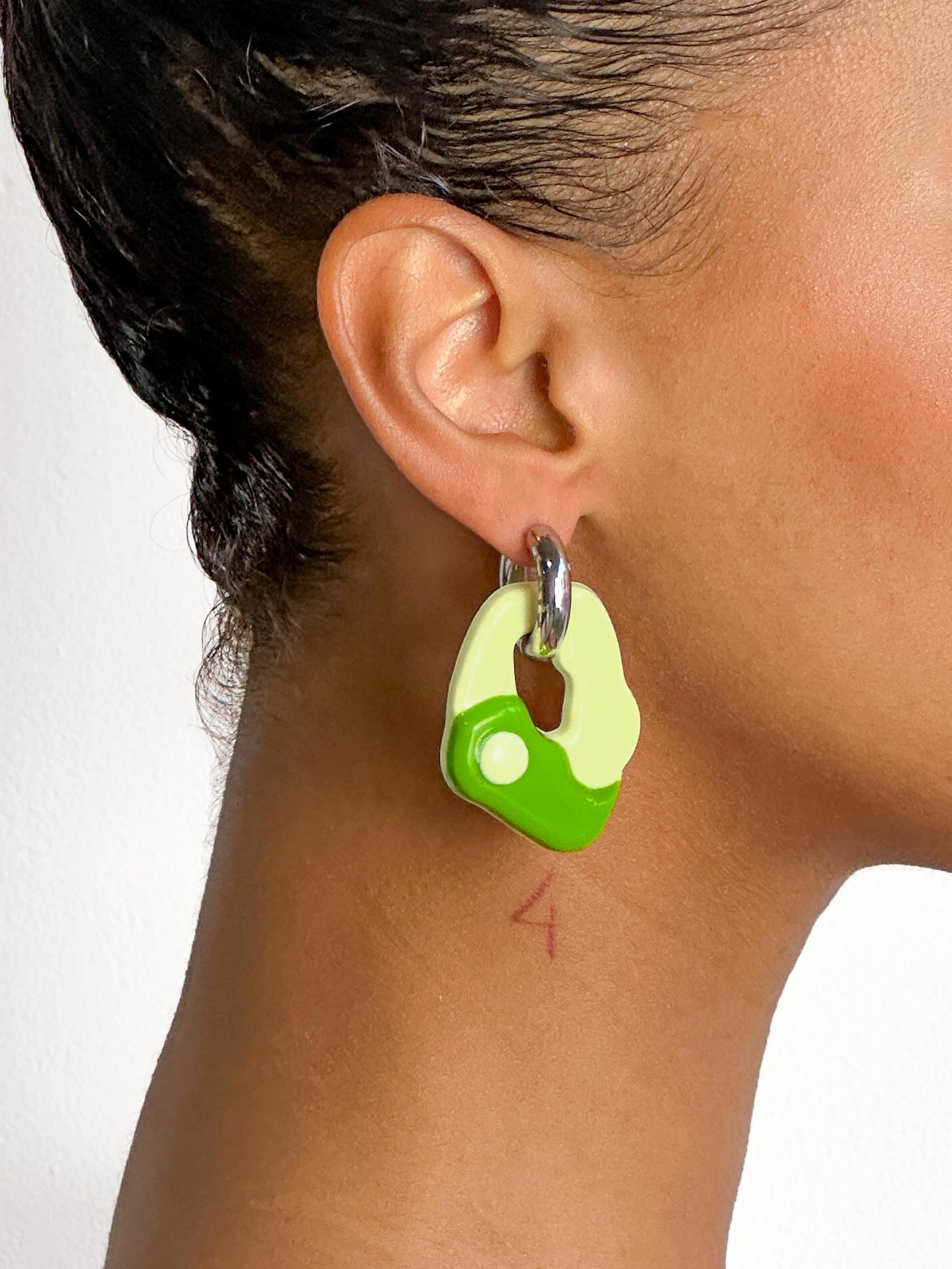 Yin Yang matcha silver earring ( pair)