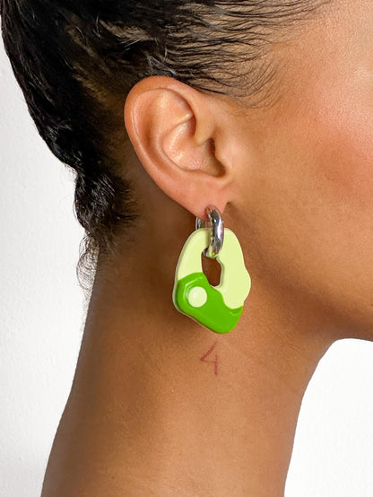Yin Yang matcha silver earring ( pair)