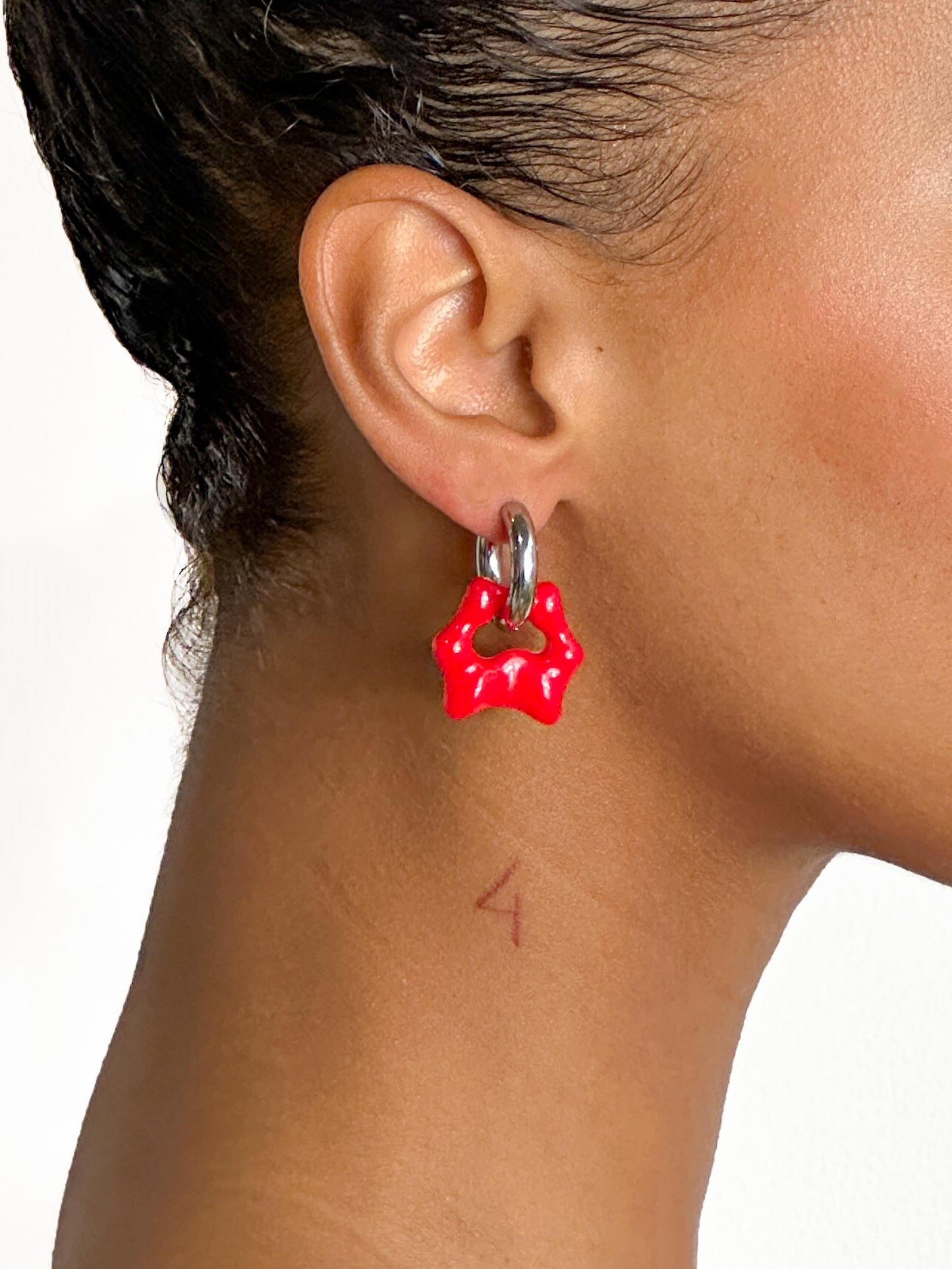 Tab red silver earring (pair)