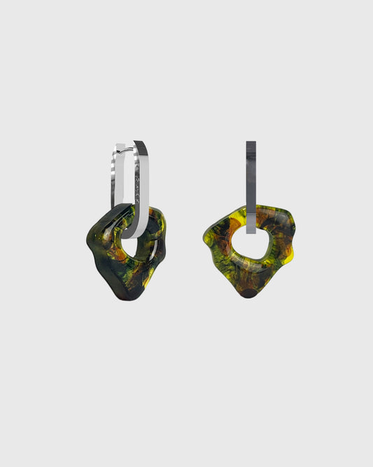 Ora honey tortoise silver earring (pair)